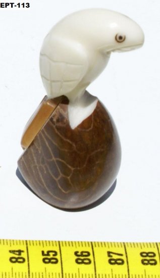 Hand Carved Bird Tagua Nut Figurine Parrot, Ecuador Art