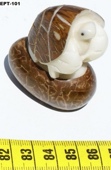 Hand Carved Brown Land Turtle, Reptile Tagua Figurine