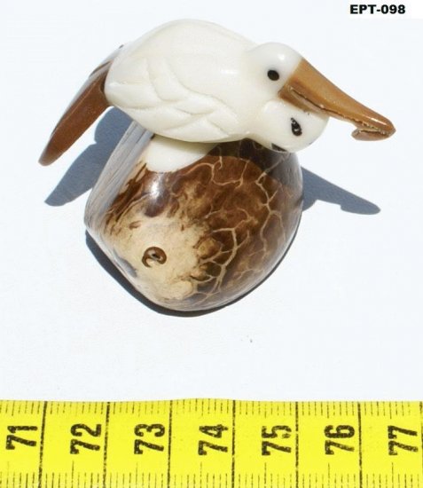 Hand Carved Pelican Bird Tagua Figurine, Art Of Ecuador