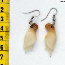 Pair Earrings White Amazon Parrot Tagua Seed / Nut Art