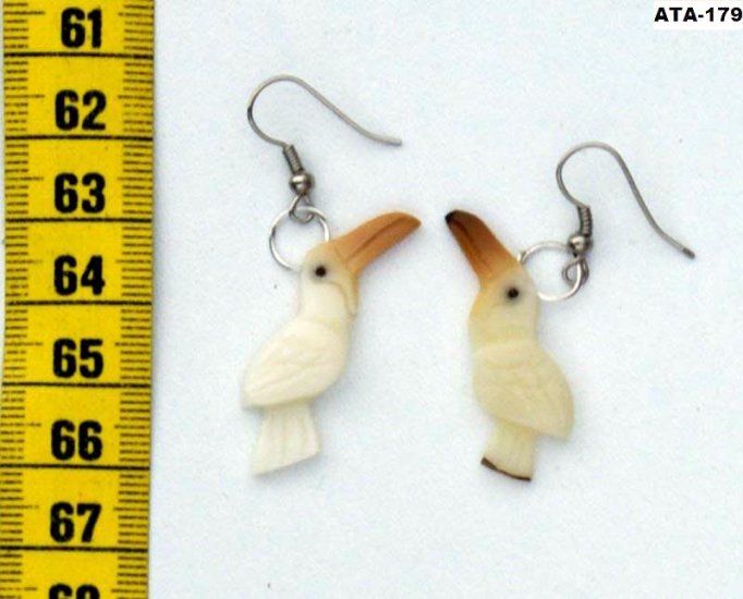 Dangle Handmade Artisan Tagua Nut Earrings with Birds