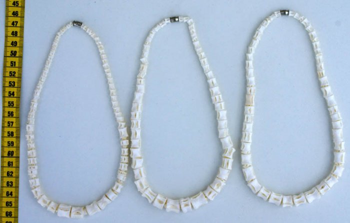 LOT 3 WHITE TRIBAL NECKLACES MADE OF FISH BONES
