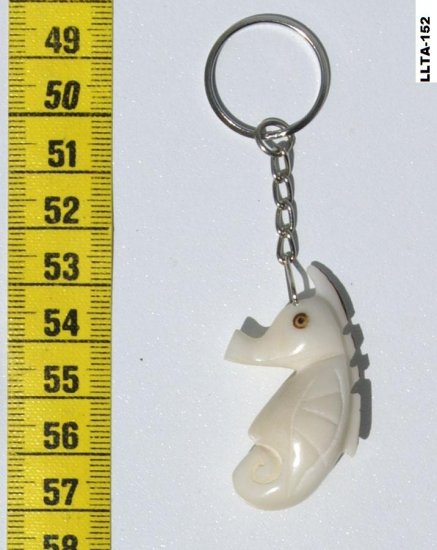 Hand Carved Animal Tagua Nut Keyring Sea Horse, Ecuador