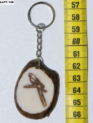 Flat Bird Tagua Key Chain Amazon Parrot, Art of Ecuador