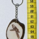 Flat Tagua Nut Keyring Bird Parrot Picture, Art Ecuador