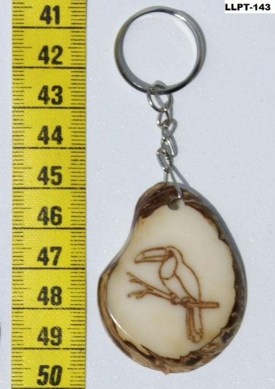 Toucan Keyring, Tropical Bird Art, Tagua Nut Keychain