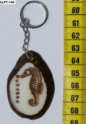 Flat Animal Tagua Key Chain Sea Horse Picture, Ecuador
