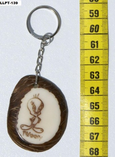 Tweety Picture - Tagua Nut Key Chain - Art For Children