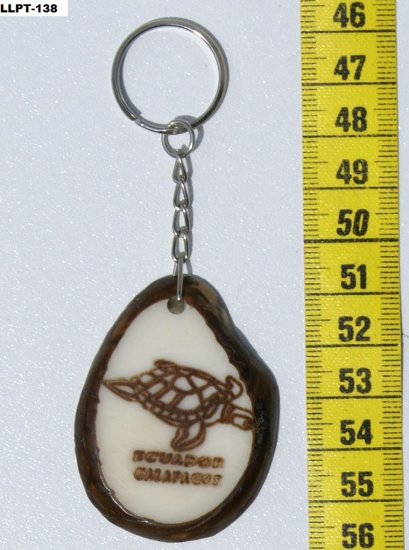 Tagua Key Chain Picture Sea Turtle of Galapagos Ecuador
