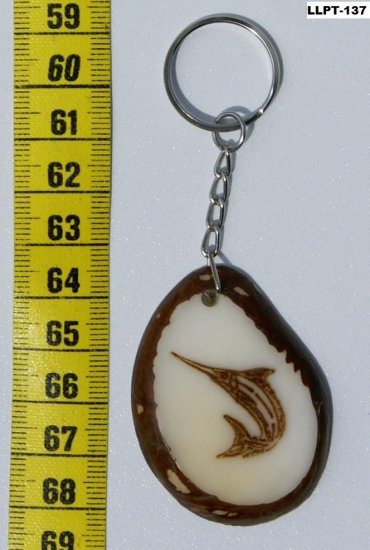Sword Fish Sea / Ocean Art, Tagua Nut KeyChain With Pic