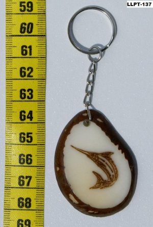 Sword Fish Sea / Ocean Art, Tagua Nut KeyChain With Pic