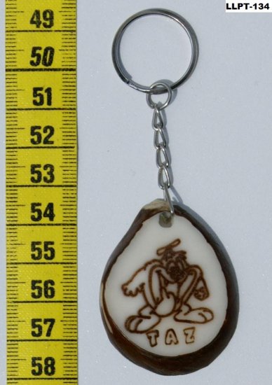 TAZ Cartoon Picture Tagua Nut Key Ring Art for Children