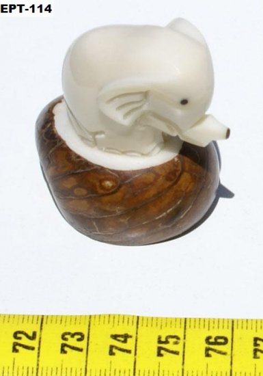 Hand Carved Tagua Elephant Figurine, Wild Animal Art