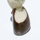 Hand Carving Tagua Figurine Of White Owl With Dark Eyes