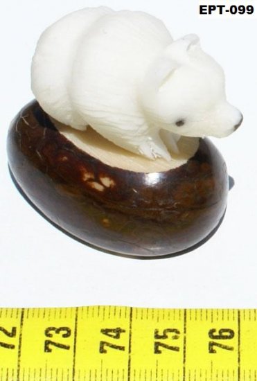 Hand Carved Animal Tagua Figurine Of White Polar Bear