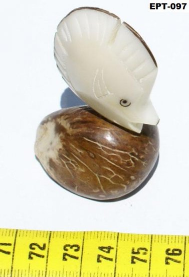 Hand Carved Tagua Figurine Round Ocean, Marine Sea Fish