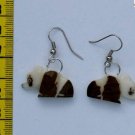 Dangle Carved Earrings Panda Bear Shape Tagua, Ecuador