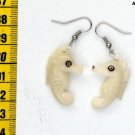 Sea Horse Marine Drop Carved Earrings of Tagua, Ecuador