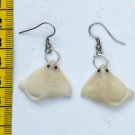 Pair Dangle Carved Earrings White Fish Ray Tagua Art