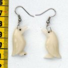 One Pair of White Penguin Earrings, Tagua Art Jewelry