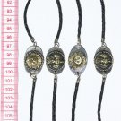 4 Leather Bracelets Metal Pendants with Tribal Signs