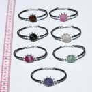 5 Cuff Bangle Bracelets Round Natural Agate Gemstones