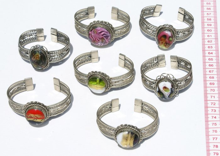 5 Cuff Bangle Bracelets Ethnic Peruvian Stones Jewelry