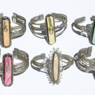 3 Cuff Bangle Bracelets Color Stones Peruvian Jewelry