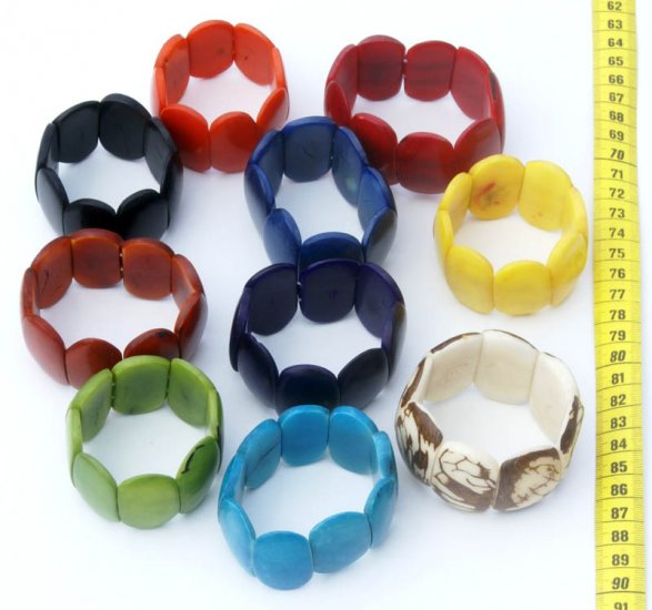 LOT 4 BIG COLOR BRACELETS MADE OF TAGUA, ECUADOR