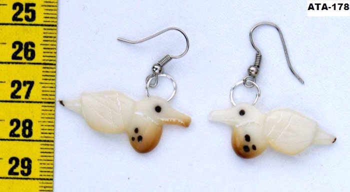 Water Bird Pelican Earrings Carved of Tagua Nut Ecuador