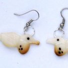 Water Bird Pelican Earrings Carved of Tagua Nut Ecuador