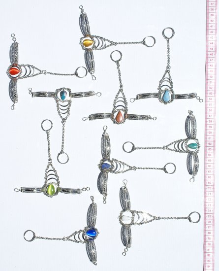 5 Slave Bracelets With Rings Included Cat Eye Gemstones