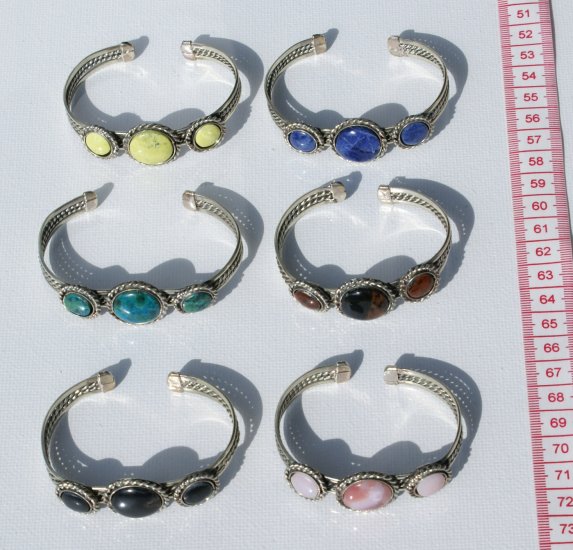 3 Cuff Bangle Peruvian Bracelets Gemstones Jewelry Art