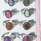 4 Metal Cuff Bangle Bracelets Natural Agate Stones Peru