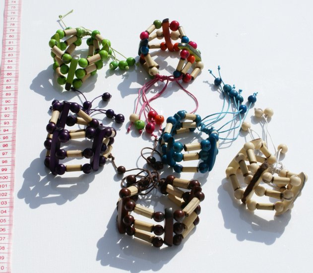 Lot 3 Beaded Handmade Bracelets Bamboo Color Seed Beads