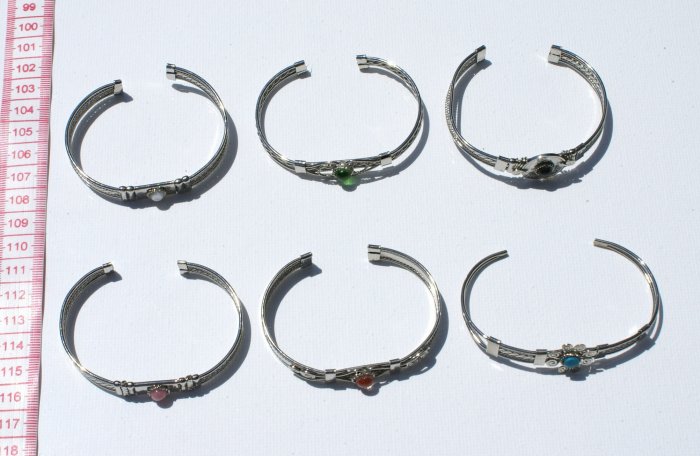 4 Metal Bracelet Cuff Bangle Natural Stone Piedra Beads