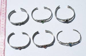 4 Metal Bracelet Cuff Bangle Natural Stone Piedra Beads