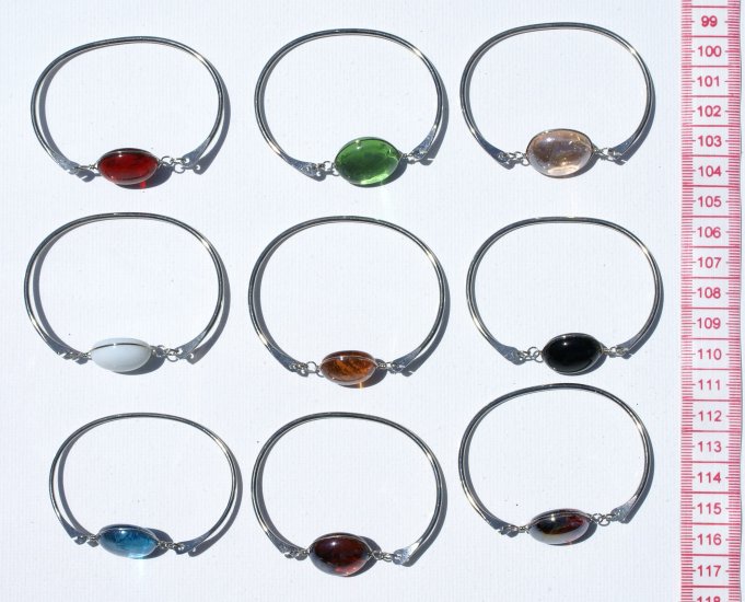 5 Metal Bracelet Cuff Bangle Round Murano Glass Beads