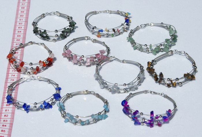 7 Handmade Charms Bracelets With Color Stones Wholesale