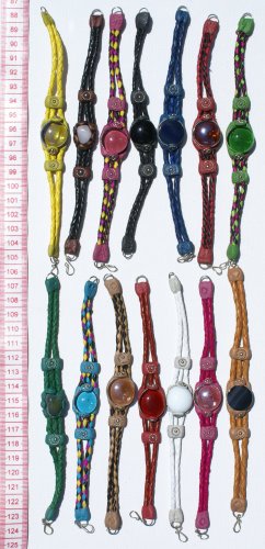 7 Color Leather Bracelets With Murano Glass Round Beads