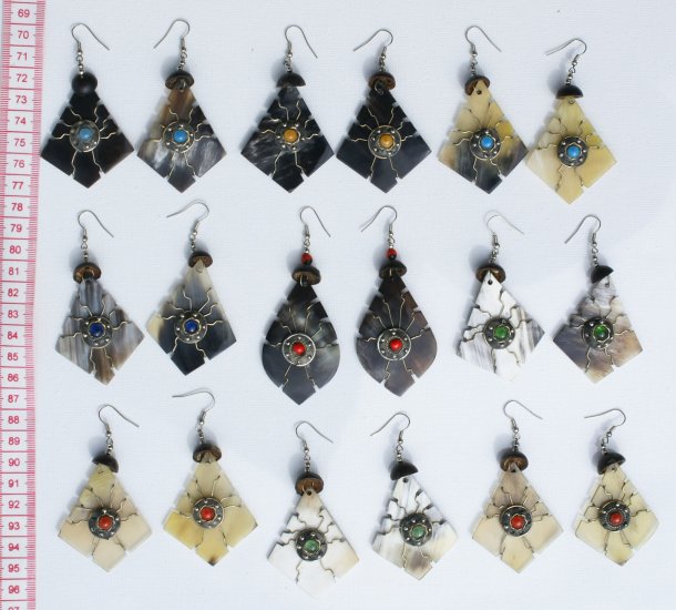 7 Pairs Carved Handmade Horn Earrings Latin Jewelry Art