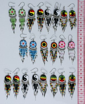 6 Pairs Earrings Peruvian Hand Crafted Jewelry Art Sale