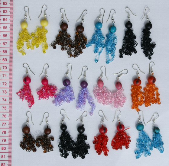 8 Pairs Seed Earrings Peruvian Thread Pearl Jewelry Art