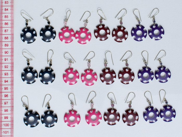 10 Pairs Color Carved Round Dangle Earrings Jewelry Art