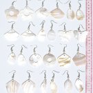 5 Pairs White Cream Shell Hand Carved Dangle Earrings