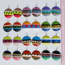 6 Pairs Wood Earrings Hand Painted Tribal Art Ornaments