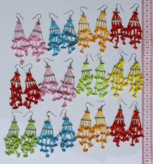7 Pairs Color Pearl Thread Earrings Ethnic Jewelry Peru