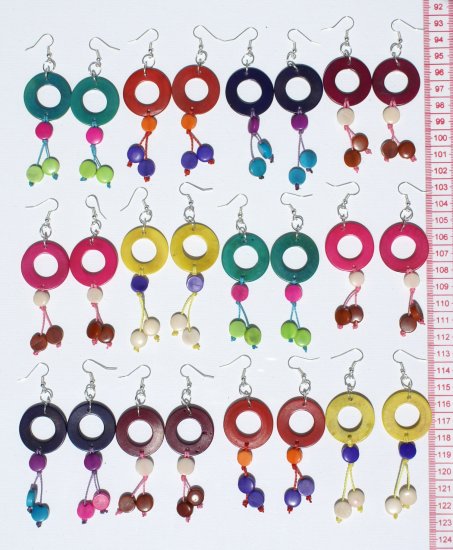 5 Pairs Earrings Round Carved Tagua Fashion Jewelry Art