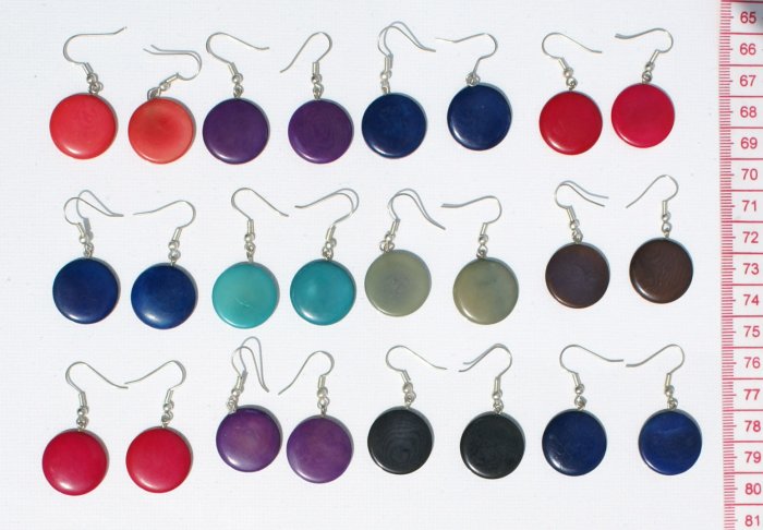 10 Pairs Round Color Tagua Earrings Jewelry Wholesale