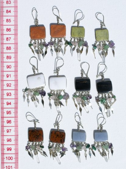 5 Pairs Earrings Square Natural Piedra Stones Jewelry